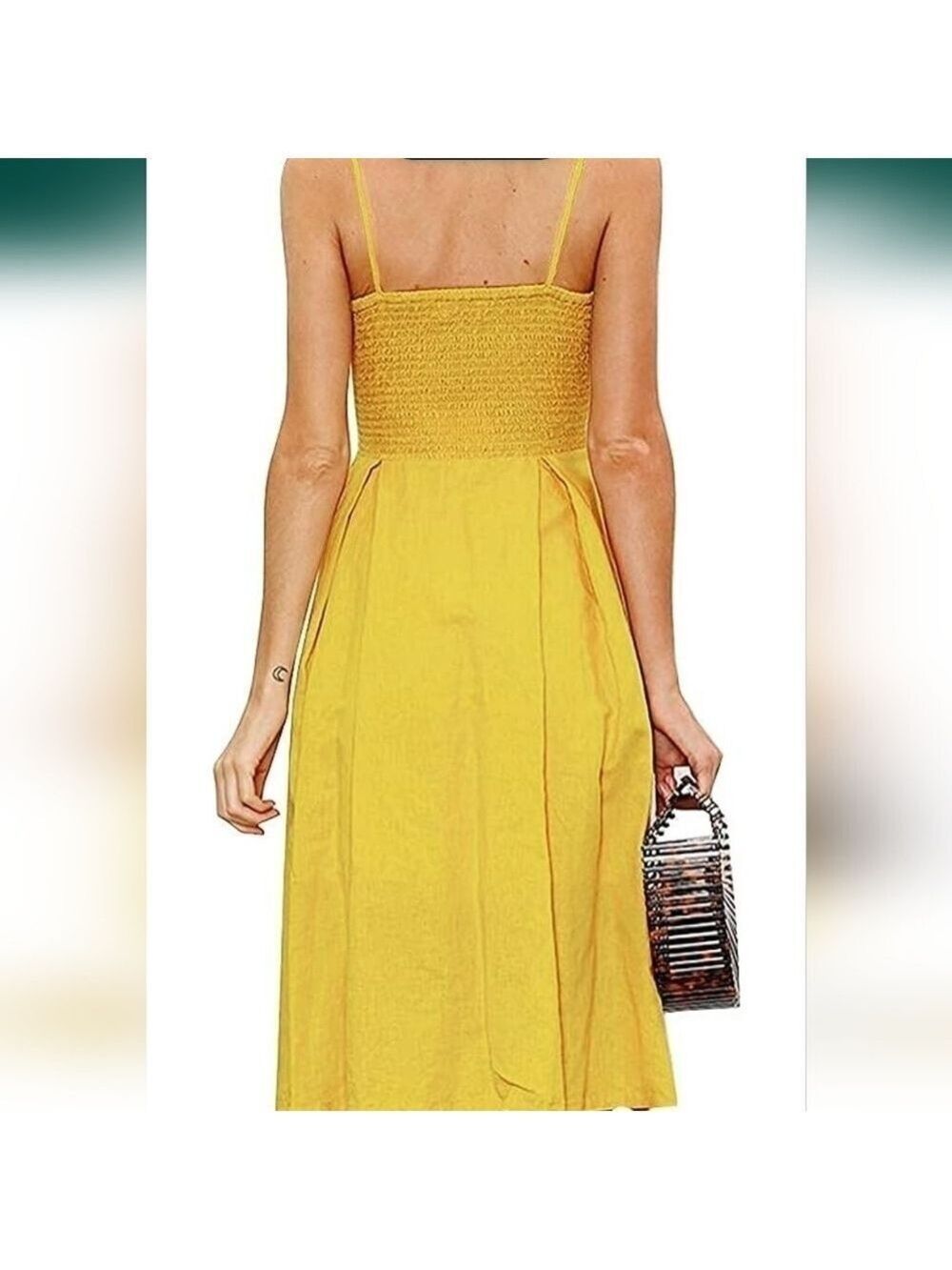 FANCYINN Womens Tie Front Button Down Spaghetti Strap Dress NWT Size XL - Picture 4 of 10